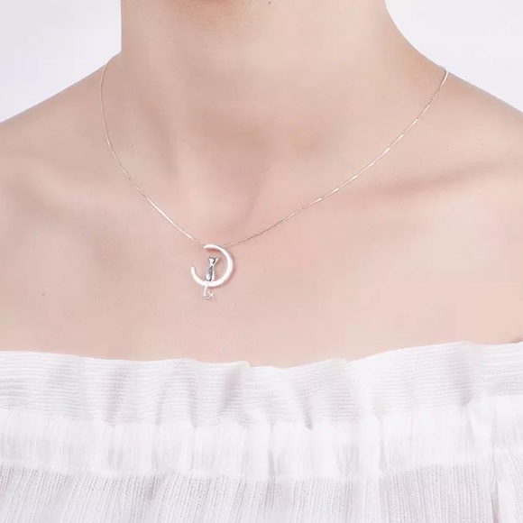 Sterling Silver 925 Cat Necklace - Picture 4 of 5